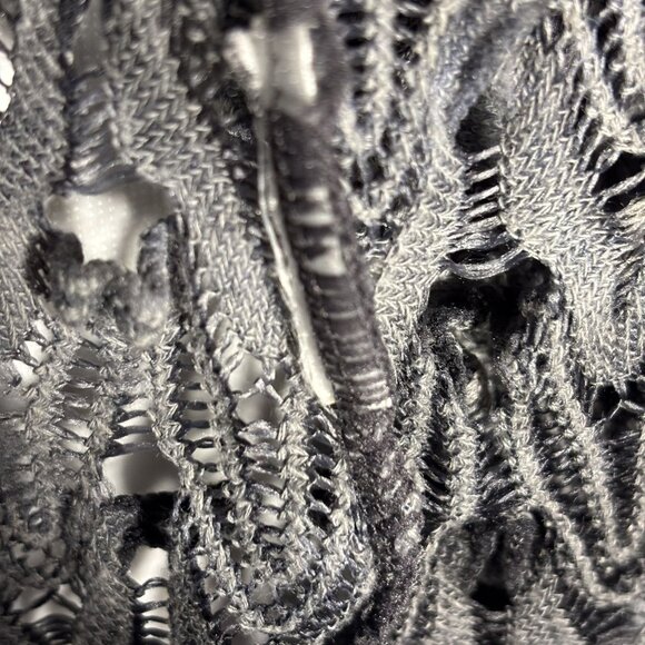 Crinkled Open Front Cardigan By Tribal Large Gray Textured Knit Lightweight Laye - Picture 3 of 5